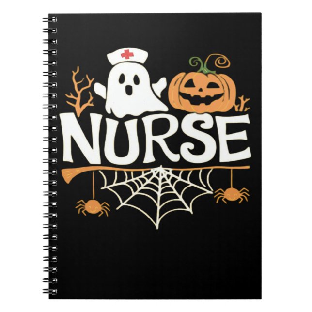Funny Nurse Halloween Ghost Design Essential T-Shi Anteckningsbok (Framsidan)