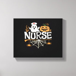 Funny Nurse Halloween Ghost Design Essential T-Shi Canvastryck