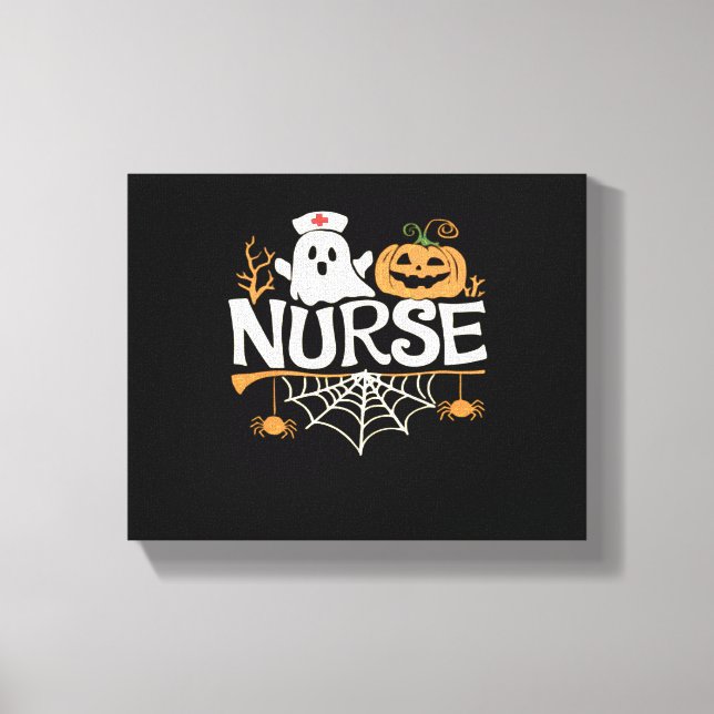 Funny Nurse Halloween Ghost Design Essential T-Shi Canvastryck (Framsida)