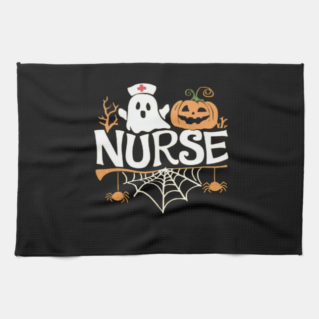 Funny Nurse Halloween Ghost Design Essential T-Shi Kökshandduk (Horisontell)
