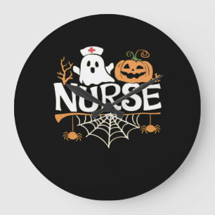 Funny Nurse Halloween Ghost Design Essential T-Shi Stor Klocka
