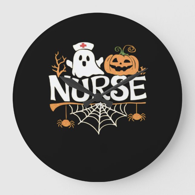 Funny Nurse Halloween Ghost Design Essential T-Shi Stor Klocka (Framsida)