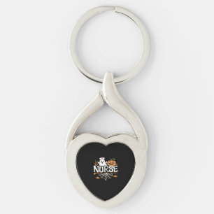 Funny Nurse Halloween Ghost Design Essential T-Shi Twisted Heart Silverfärgad Nyckelring
