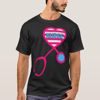 Funny Nurse Heart Stethoscope Kärlek Nursing RN LP T Shirt