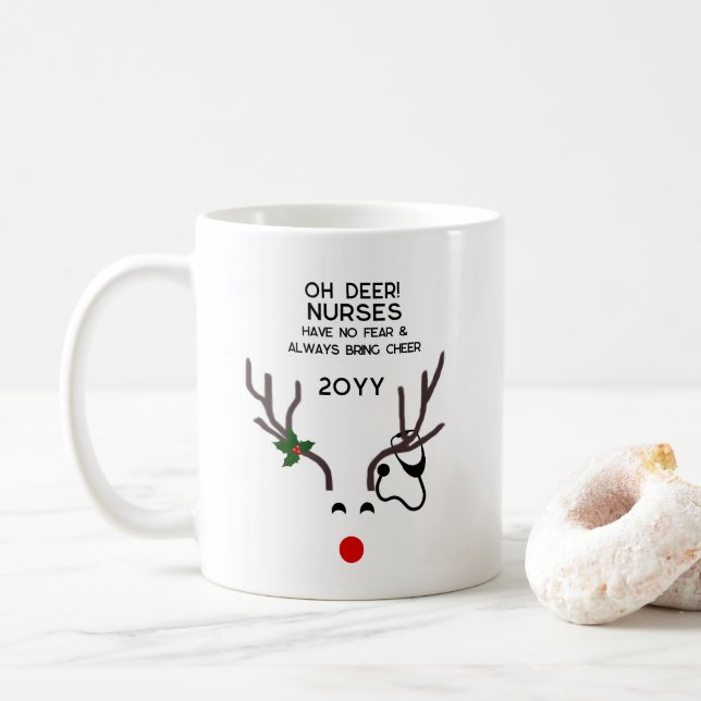 Funny Nurse jul Reindeer Kaffemugg (Med munk)
