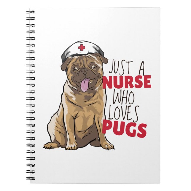 Funny Nurse Kärlek Pugs RN Hund Mamma Gift - Cute  Anteckningsbok (Framsidan)
