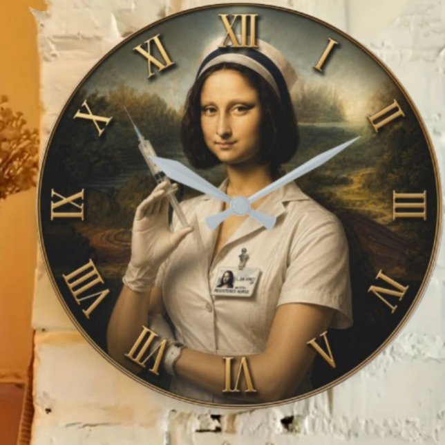 Funny Nurse Mona Lisa Stor Klocka (Skapare uppladdad)