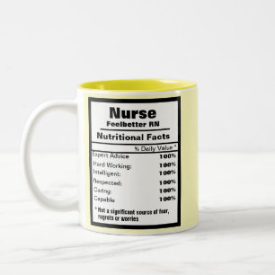 Funny Nurse Nutritional Label Coffee Mugg