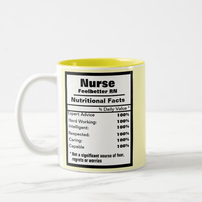Funny Nurse Nutritional Label Coffee Mugg (Vänster)