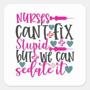 Funny Nurse ord art Fyrkantigt Klistermärke