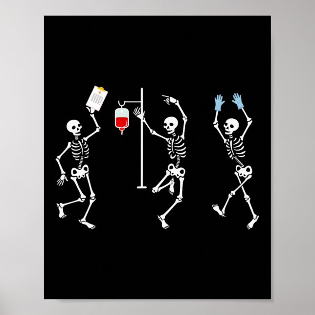 Funny Nurse Skeleton Halloween Skeleton Costume Poster (Framsidan)