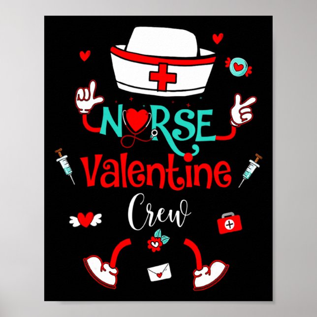 Funny Nurse Valentines Day Nurse Crew Family Group Poster (Framsidan)