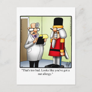 Funny Nutcracker Nöt Allergy Humor Postcard Helg Vykort