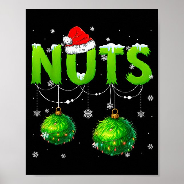 Funny Nuts Santa Hat Christmas Xmas Men Women  Poster (Framsidan)