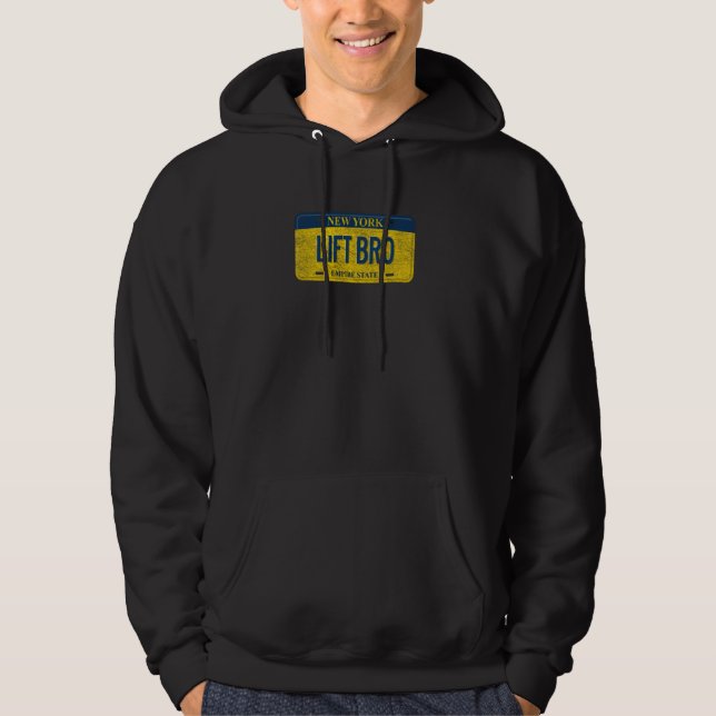 Funny Ny State Vanity License Plate Hiss Bro Hoodie (Framsida)