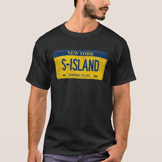 Funny NY State Vanity License Plate S ISLAND T Shirt (Framsida)