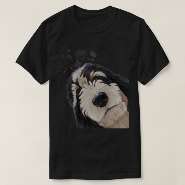 Funny Nyfiken Hund Bernedoodle T Shirt (Design framsida)