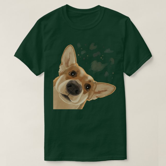 Funny Nyfiken Hund Welsh Corgi  T Shirt (Design framsida)