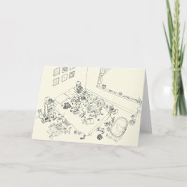 Funny Nyfödd bebis Parent Line Teckning från ovan Kort