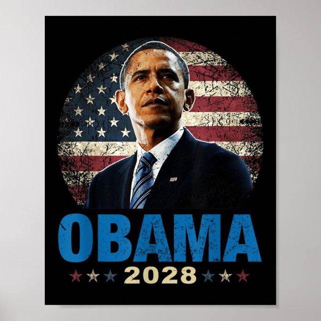 Funny Obama 2028 US Flagga Poster (Framsidan)