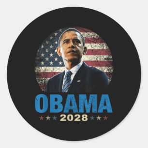 Funny Obama 2028 US Flagga Runt Klistermärke