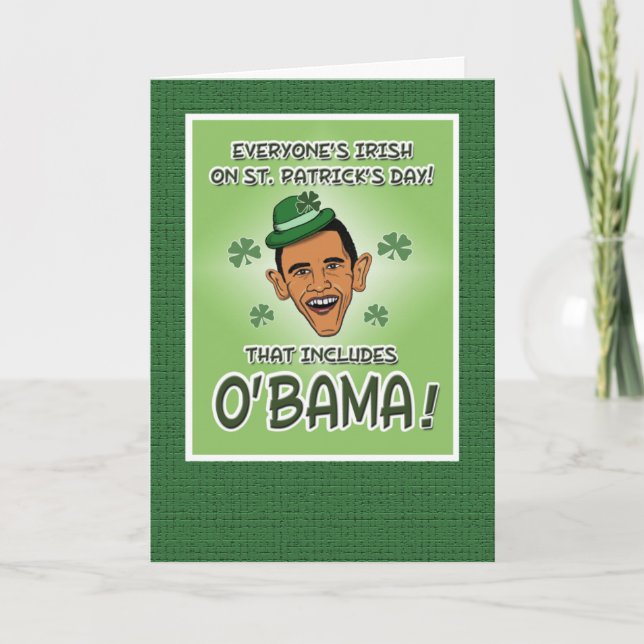 Funny Obama eller O'Bama St. Patrick's Day Kort (Framsida)
