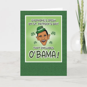 Funny Obama eller O'Bama St. Patrick's Day Kort