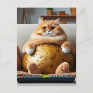 Funny Obese Ginger Couch Potato Cat Vykort