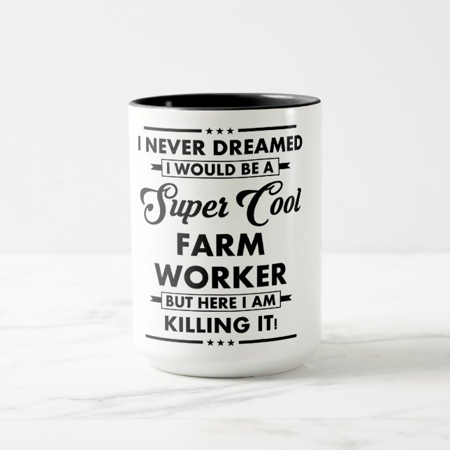 Funny Occupation/Profession Super Cool Farm Worker Mugg (Center)