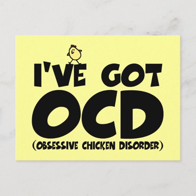 Funny OCD-kyckling Vykort (Framsida)