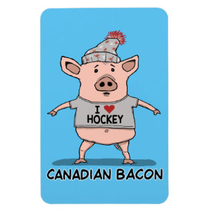 Funny och Cute Canadian Bacon Gris Magnet