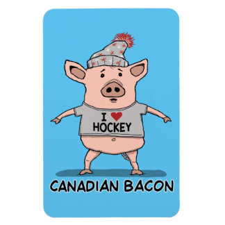 Funny och Cute Canadian Bacon Gris Magnet