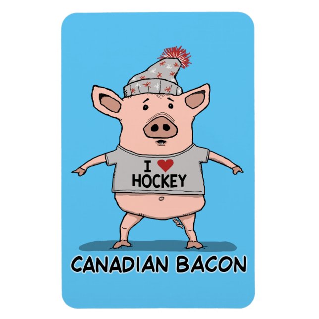 Funny och Cute Canadian Bacon Gris Magnet (Vertikal)