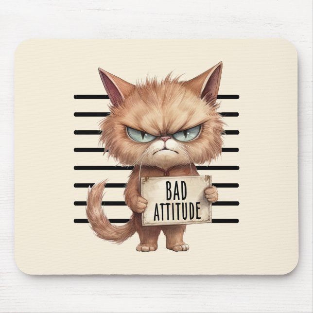 Funny och Cute Cat Mugshot Musmatta (Framsidan)