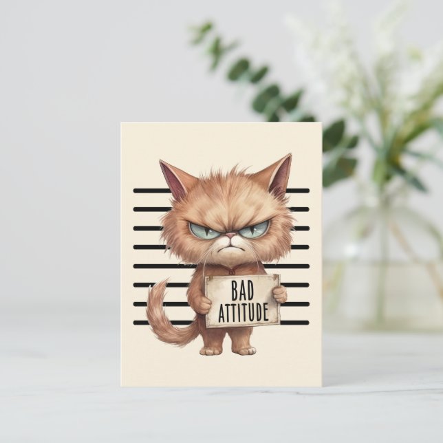 Funny och Cute Cat Mugshot Vykort (Stående Fram)