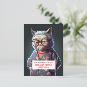 Funny och Cute Cattito y Old Dam Cat Helg Vykort