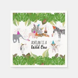Funny och Cute Jungle Animals vid Party Vild 1 Pappersservett