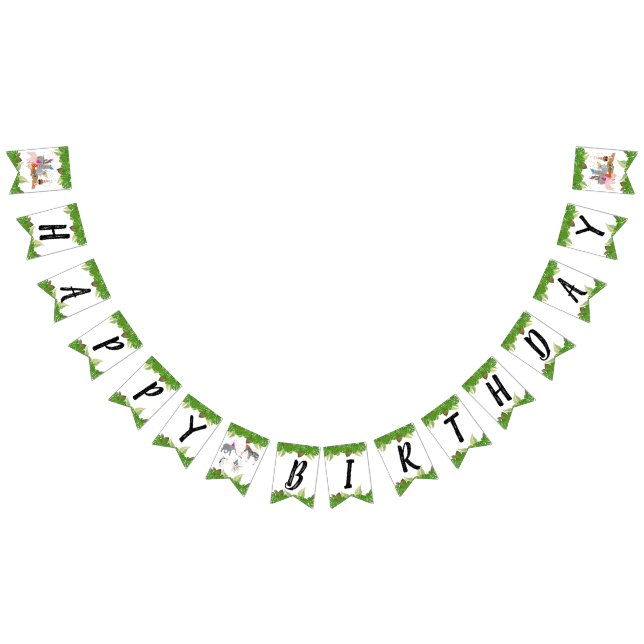 Funny och Cute Jungle Animals vid Party Vild 1 Vimplar (Alla)