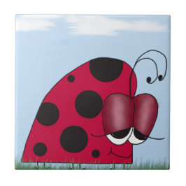 Funny och Euphoric Ladybug Kakelplatta