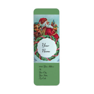 FUNNY OCH HUMOROUS JULTOMTEN VINTAGE KRONA RETURADRESS ETIKETT