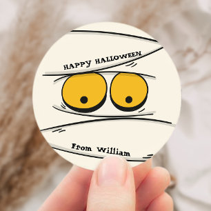 Funny och Spooky Mummy Spider Happy halloween Runt Klistermärke