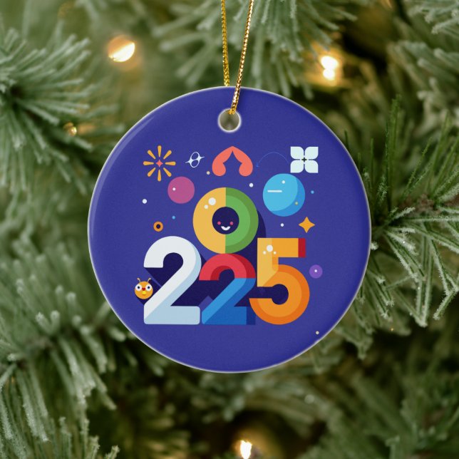 Funny och Witty Graphic Design 2025 Julgransprydnad Keramik (Träd)