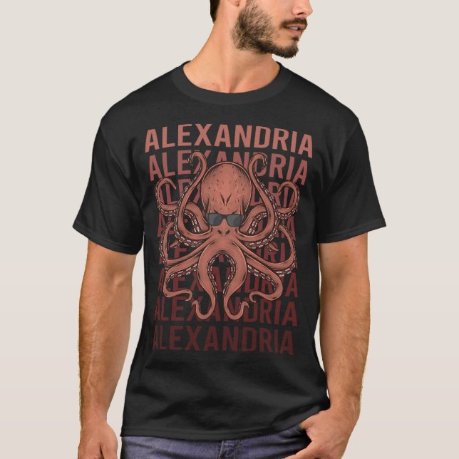 Funny Octopus Alexandria T Shirt (Framsida)