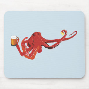 Funny Octopus Beer Älskare Musmatta