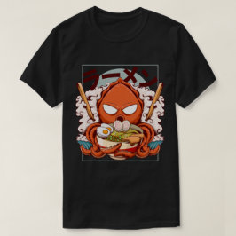 Funny Octopus Chef Holding Ramen Bowl T Shirt