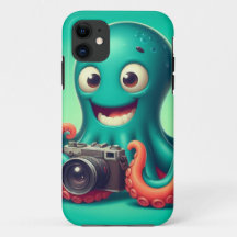 Funny Octopus Holding a Camera