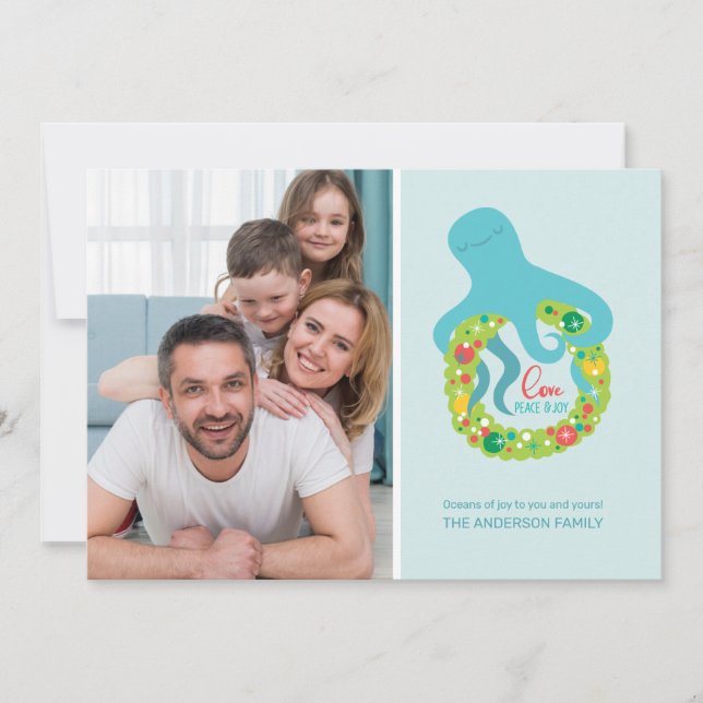 Funny Octopus-jul Julkort (Framsida)