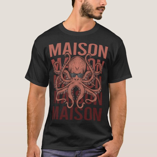Funny Octopus - Maison Namn T Shirt (Framsida)