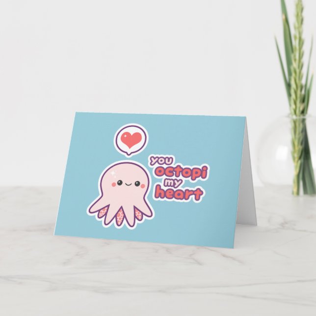 Funny Octopus Valentine Helgkort (Framsida)