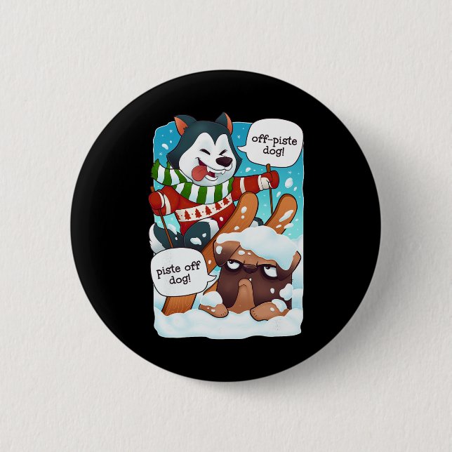 Funny Off Piste Dog Piste Off Funny Skiing Shirt H Knapp (Framsida)